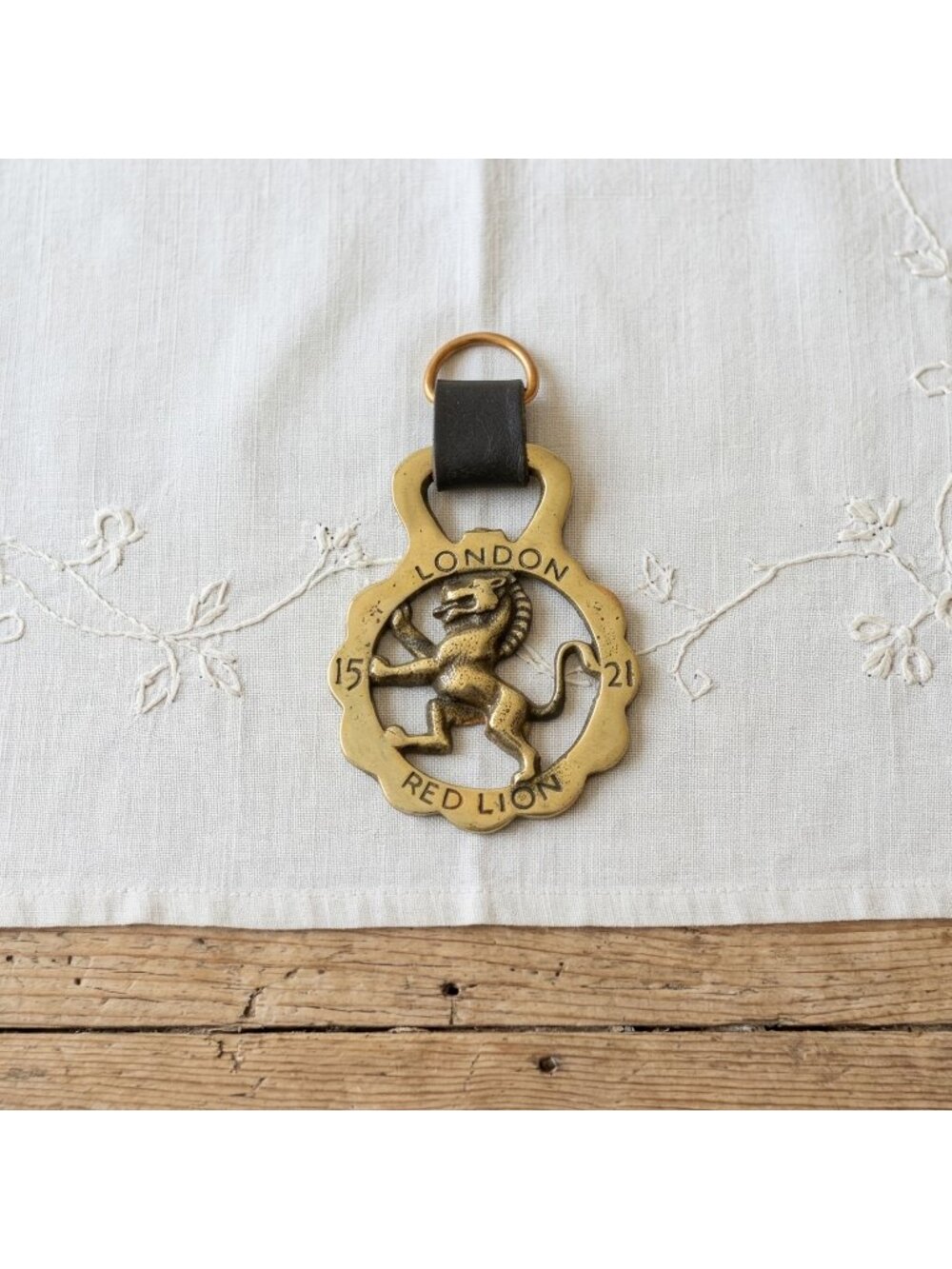 Vintage London Red Lion Pub Horse Brass Bottle Opener Harness Medallion 3.5"